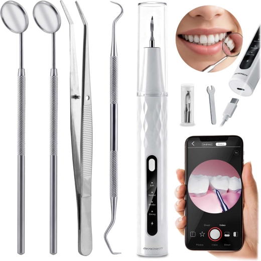 Scaler ultrasonic cu cameră integrată BERDSEN – 4 moduri, lumină LED, USB‑C