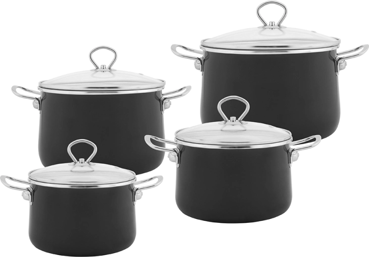 Set de oale emailate IZYDOR, 8 piese, negru