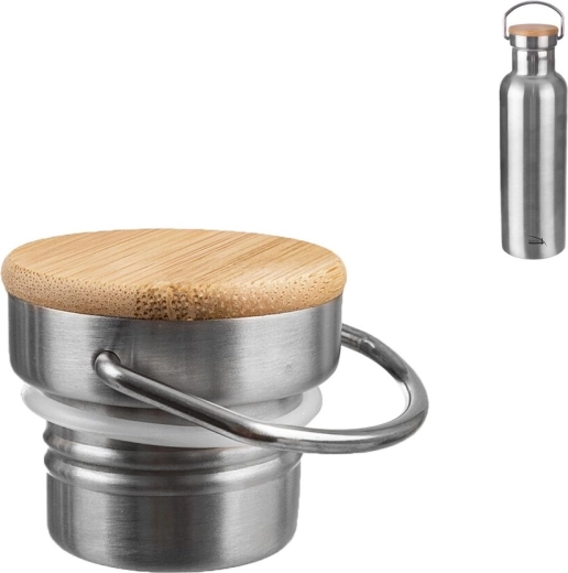 Dop de rezervă pentru sticlă termo din oțel inoxidabil, cu capac din bambus