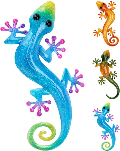 Decorațiune metalică de grădină șopârlă 46 × 23 × 2 cm, mix de culori