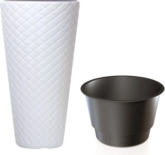 Ghiveci Matuba Slim cu inserție 40 cm alb