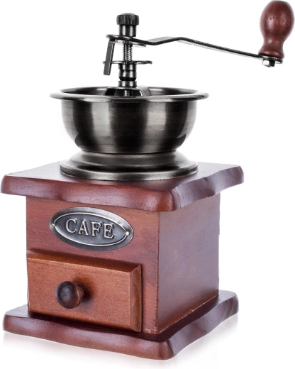 Râșniță manuală de cafea CAFE din lemn și metal cu mecanism de măcinare ceramic