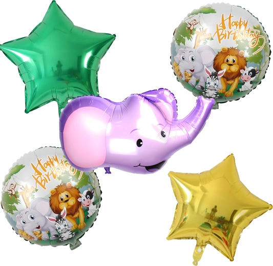 Set de baloane pentru ziua de naștere cu elefant – petrecere cu animale, 5 buc