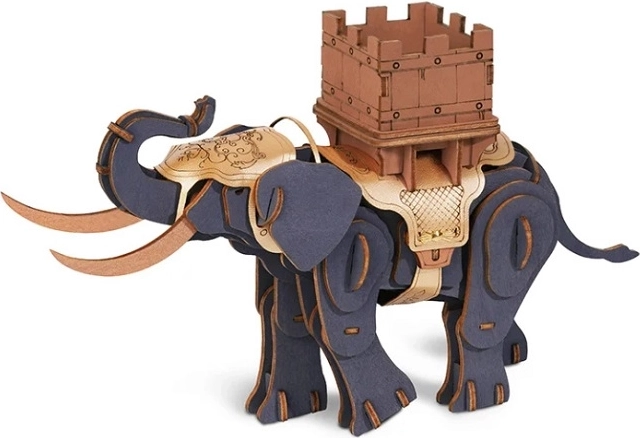 RoboTime puzzle 3D din lemn, elefant războinic