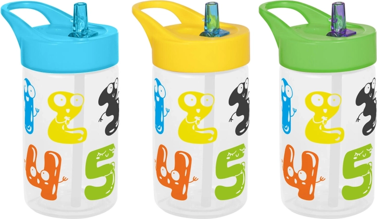 Sticlă pentru băut pentru copii cu pai 400 ml