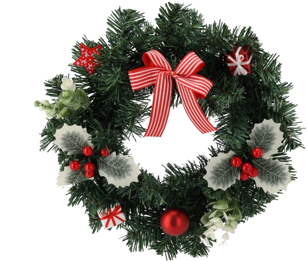 Coroniță de Crăciun 30 cm cu bobițe roșii și fundă