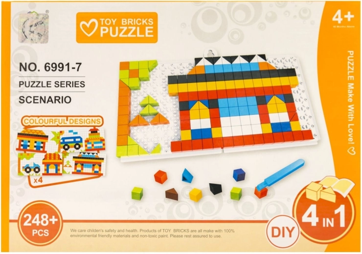 Puzzle pentru copii 4 în 1 – construcții, 248 de piese