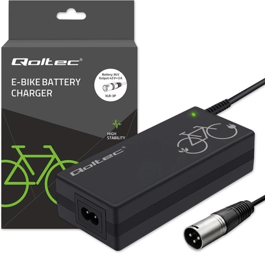 Încărcător pentru biciclete electrice 36 V (42 V, 2 A) cu conector 3P XLR 18 mm + cablu de alimentare
