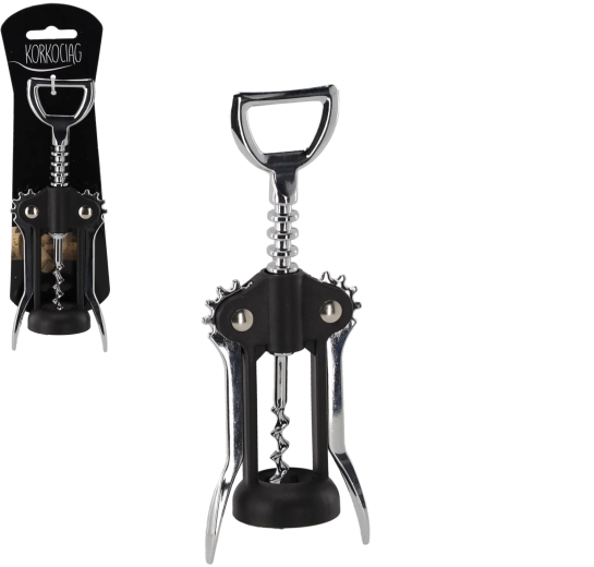 Tirbușon din oțel inoxidabil cu mecanism în două trepte pentru vin