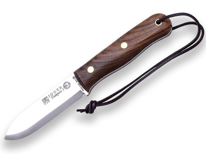 Joker Trampero cuțit outdoor 10 cm, lemn de nuc, teacă din piele