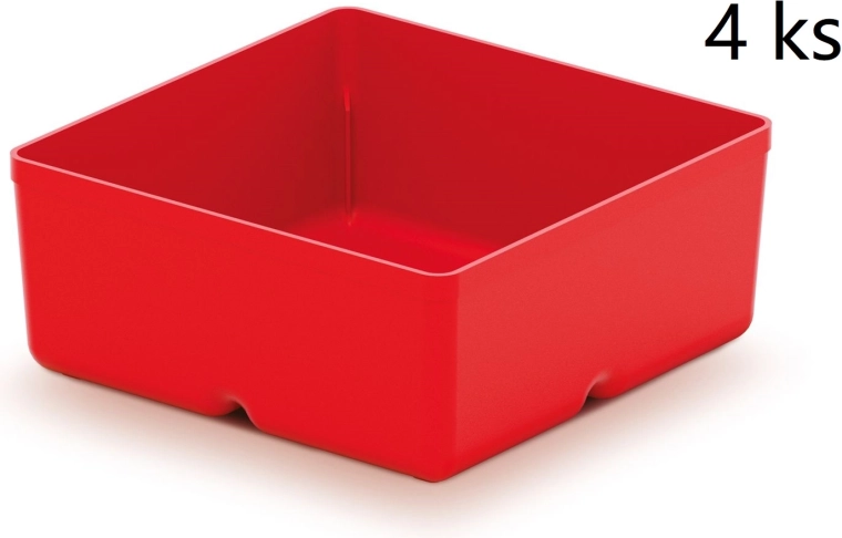 Set de 4 cutii din plastic pentru scule Unite Box, roșii, 110 × 110 × 112 mm