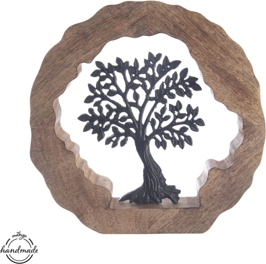 Decorațiune Arborele vieții din lemn și metal Mango