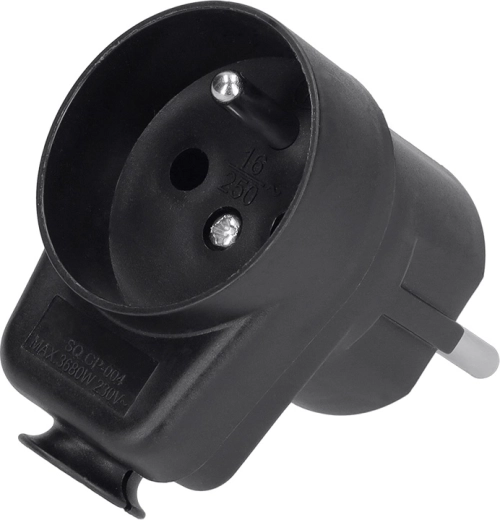Solight ștecher unghiular cu priză trecătoare IP20 negru - 1 bucată