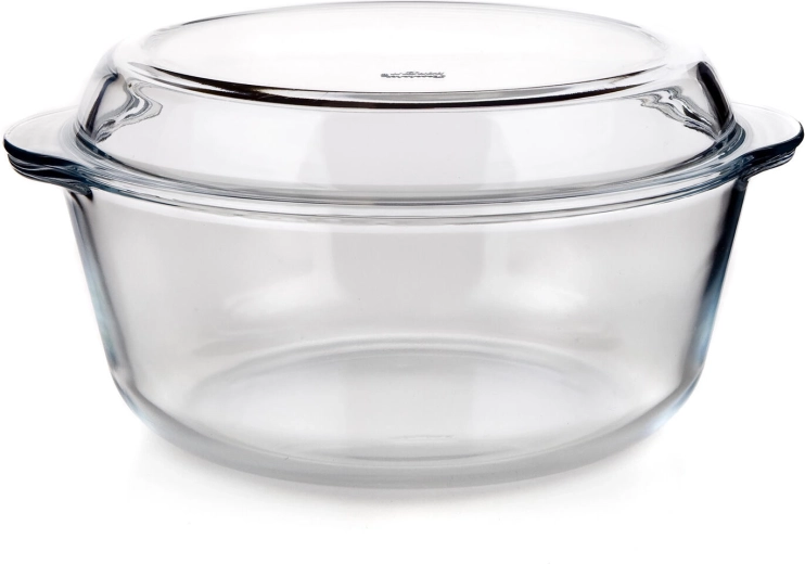 Tavă rotundă din sticlă cu capac 4,1 l