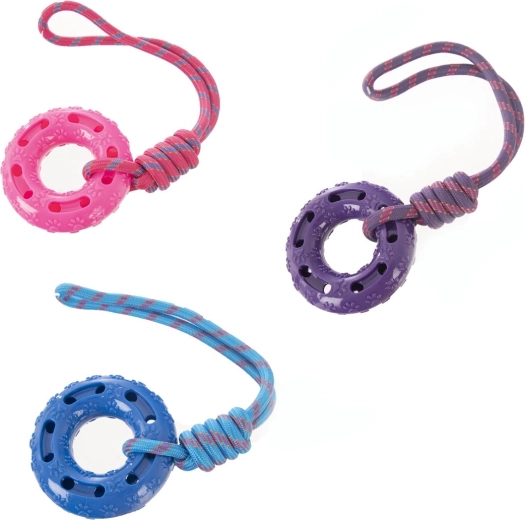 Jucărie pentru câine din plastic rezistent și frânghie 51 cm (3 variante)