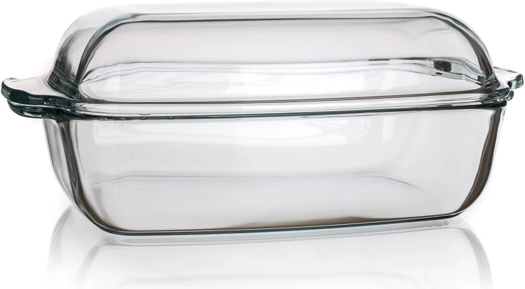 Tavă dreptunghiulară din sticlă cu capac 5,5 l