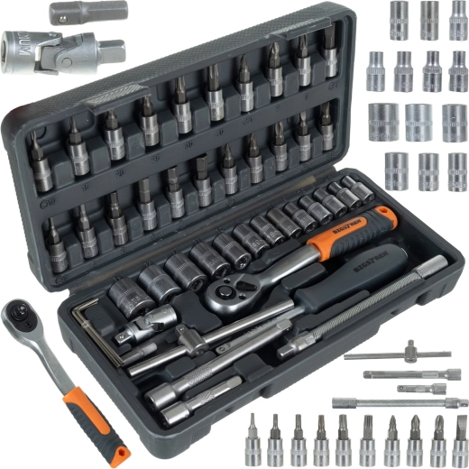 Set de scule Bigstren 46 piese în valiză, chei tubulare 1/4" și biți TORX