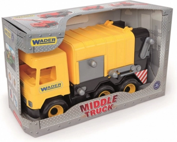 Camion galben de gunoi Wader Middle Truck, 42 cm, în cutie