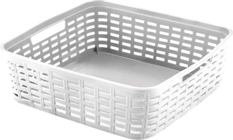 Coș de depozitare din plastic HEIDRUN cu model de ratan 29 × 19 × 10 cm - 1 bucată