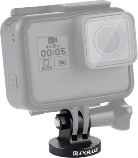 Adaptor de montaj Puluz cu filet CNC 1/4" pentru camere de acțiune, negru - 1 bucată
