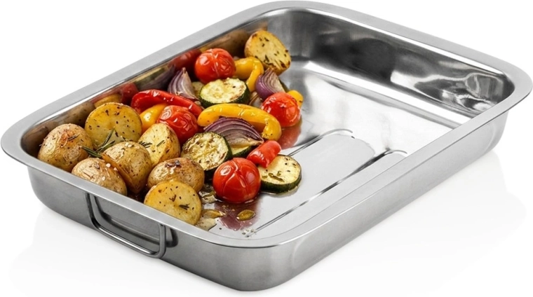 Tavă de copt din inox Vilde cu mânere 35,5 × 27 × 5,5 cm