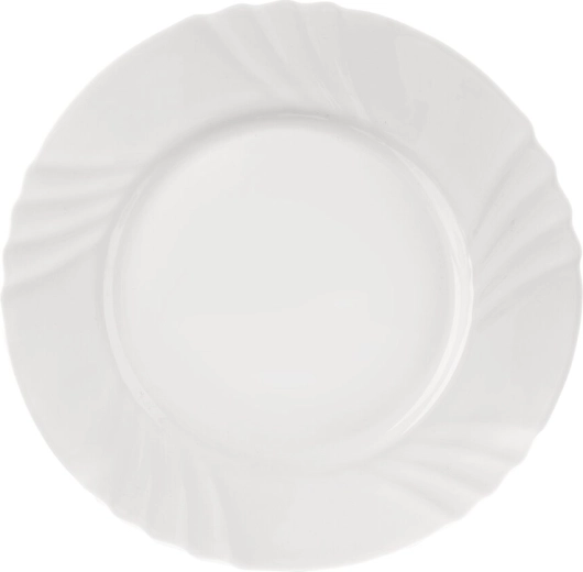 Farfurie de desert LUNA din sticlă opal 20 cm, decor cu valuri