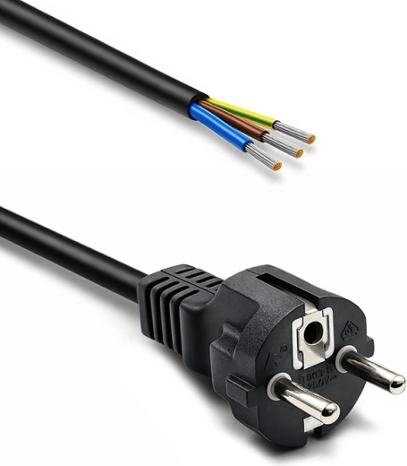 Cablu de alimentare Schuko CEE 7/7 (E/F) cu conductori dezizolați și cositoriți, 3×1,0 mm², 1,8 m