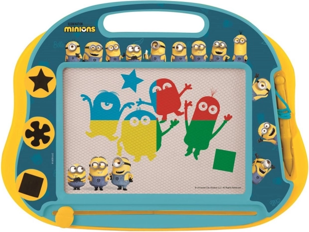 Tăbliță magnetică de desen multicoloră cu ștampile MINIONS de la Lexibook