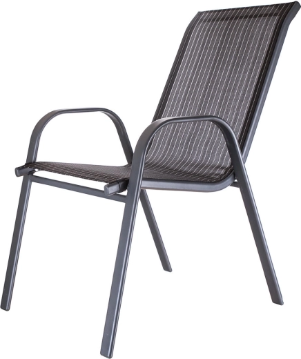 Scaun de grădină stivuibil Harrow, oțel și textilen, negru, 2 buc.