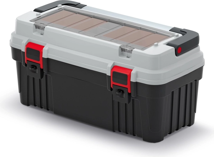 Cutie pentru scule cu mâner metalic Optima, gri, 540 × 278 × 269 mm