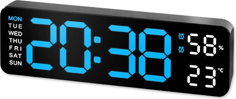 Ceas deșteptător electronic LED RENEW FORCE cu afișaj XXL, termometru și higrometru