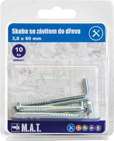 Cârlig cu filet pentru lemn 60 × 3,8 mm, zincat (10 buc.)