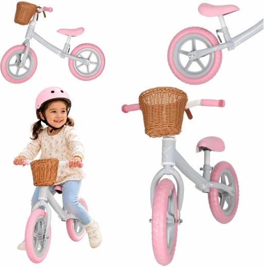 Bicicletă fără pedale Trike Fix Balance cu coșuleț roz