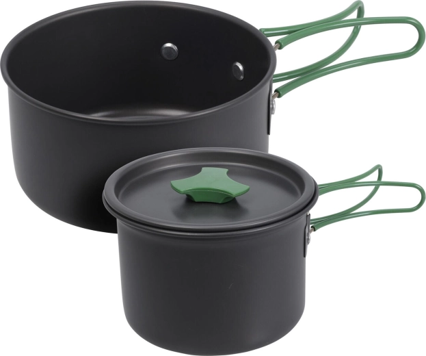 Set de vase de camping din aluminiu – 2 piese, negru