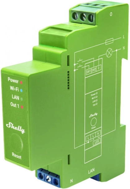 Shelly Pro Dimmer 1 – variator inteligent cu un singur canal pentru montare pe șină DIN