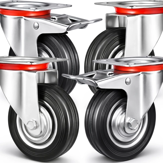 Set de 4 roți pivotante pentru transport 125 mm RENEW FORCE (2× cu frână)