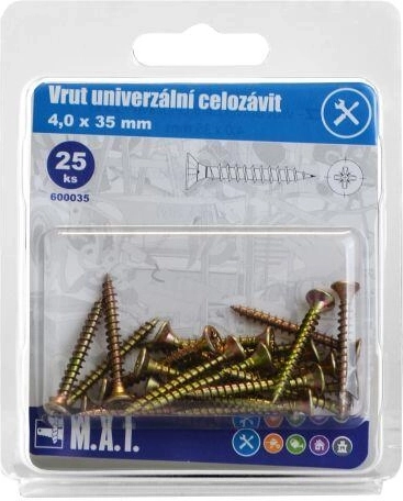 Șurub universal cu filet complet 4 × 35 mm, zincat (25 buc.)