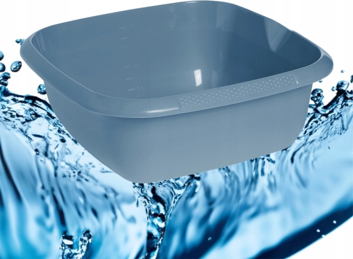 Bol pătrat din plastic cu cioc de scurgere 8 l Nordic Blue 34 × 34 cm