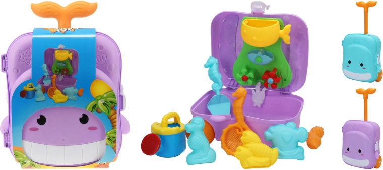 Geantă cu forme pentru nisip – set de 7 piese, mix de culori