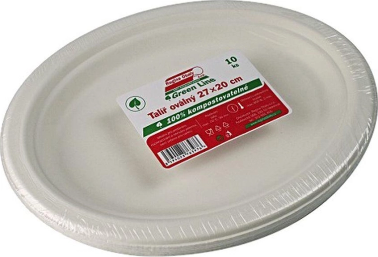 Farfurii ovale de unică folosință din pastă de celuloză 26 × 19 cm (10 buc.)