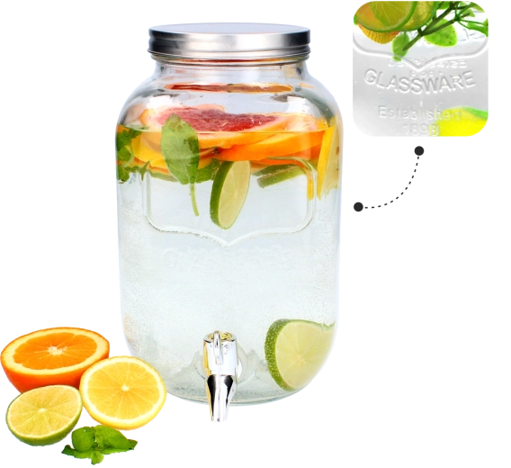 Dozator din sticlă pentru băuturi cu robinet, 4 l