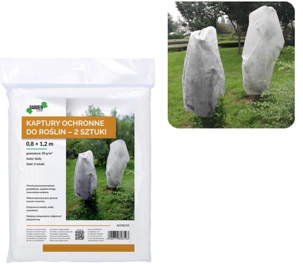 Huse de iarnă de protecție pentru plante 0,8 × 1,2 m, alb 50 g (2 buc.)