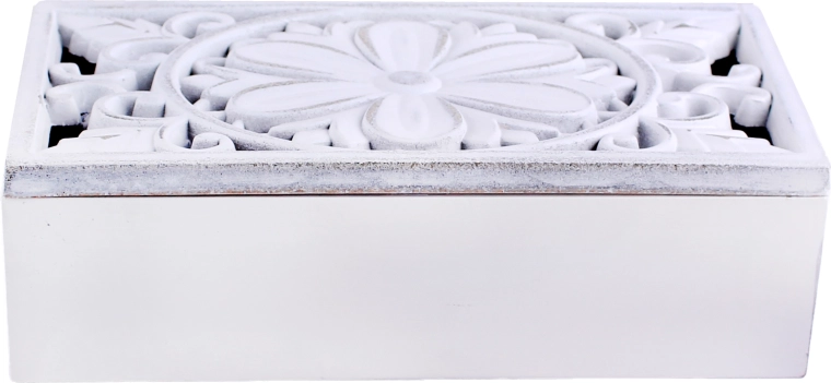 Cutie albă din lemn cu 3 compartimente 23 × 11 × 7 cm