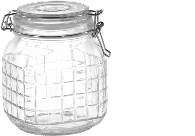 Borcan din sticlă ermetic, 1 l, cu model tip grilaj