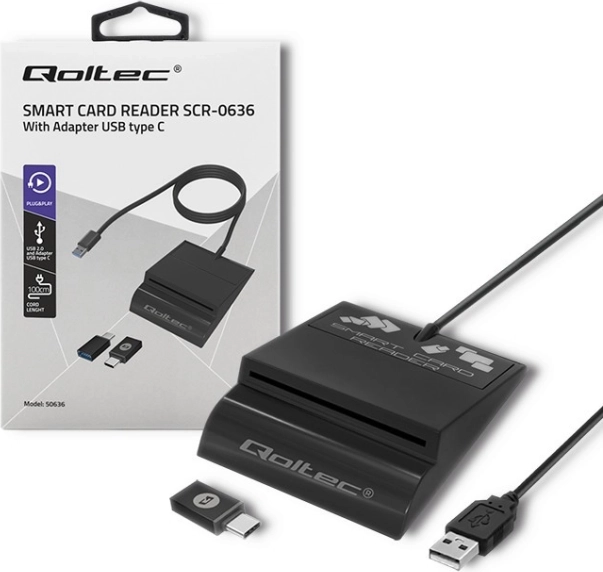 Cititor inteligent de carduri cu cip Qoltec