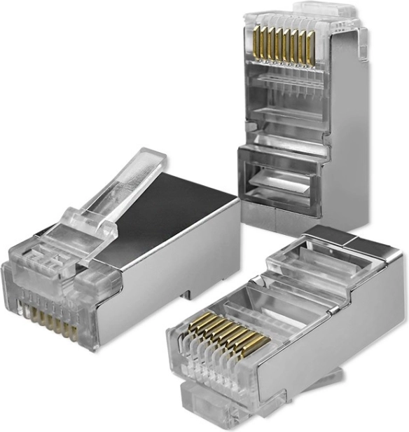 Conector modular RJ45 CAT5e FTP cu contacte placate cu aur, 100 buc