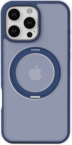 Husă de protecție Torras Ostand Pro cu inel MagSafe pentru iPhone 16 Pro – albastră