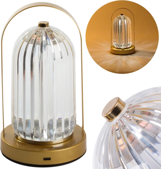 Lampă de birou/naoptă LED în stil lanternă de cristal cu control tactil