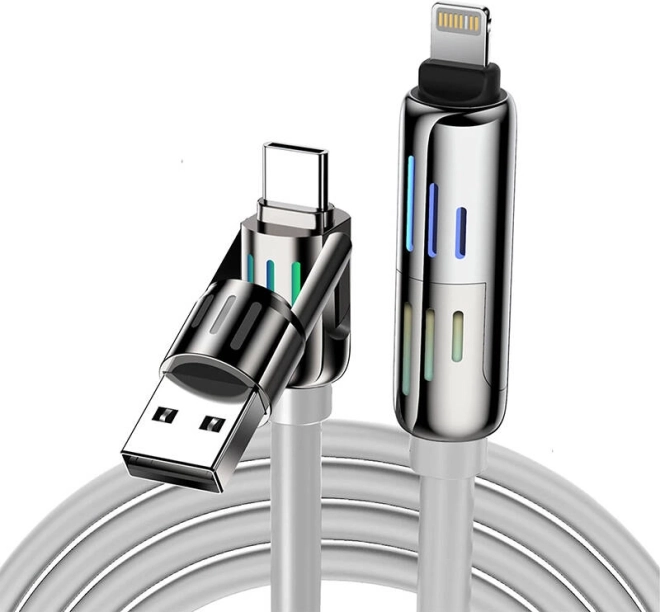 Cablu de încărcare universal BlitzWolf 4 în 1 cu iluminare RGB