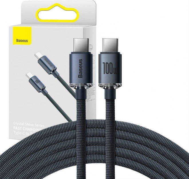 Baseus Crystal Shine USB-C la cablu USB-C, 100W, 1,2 m – Negru